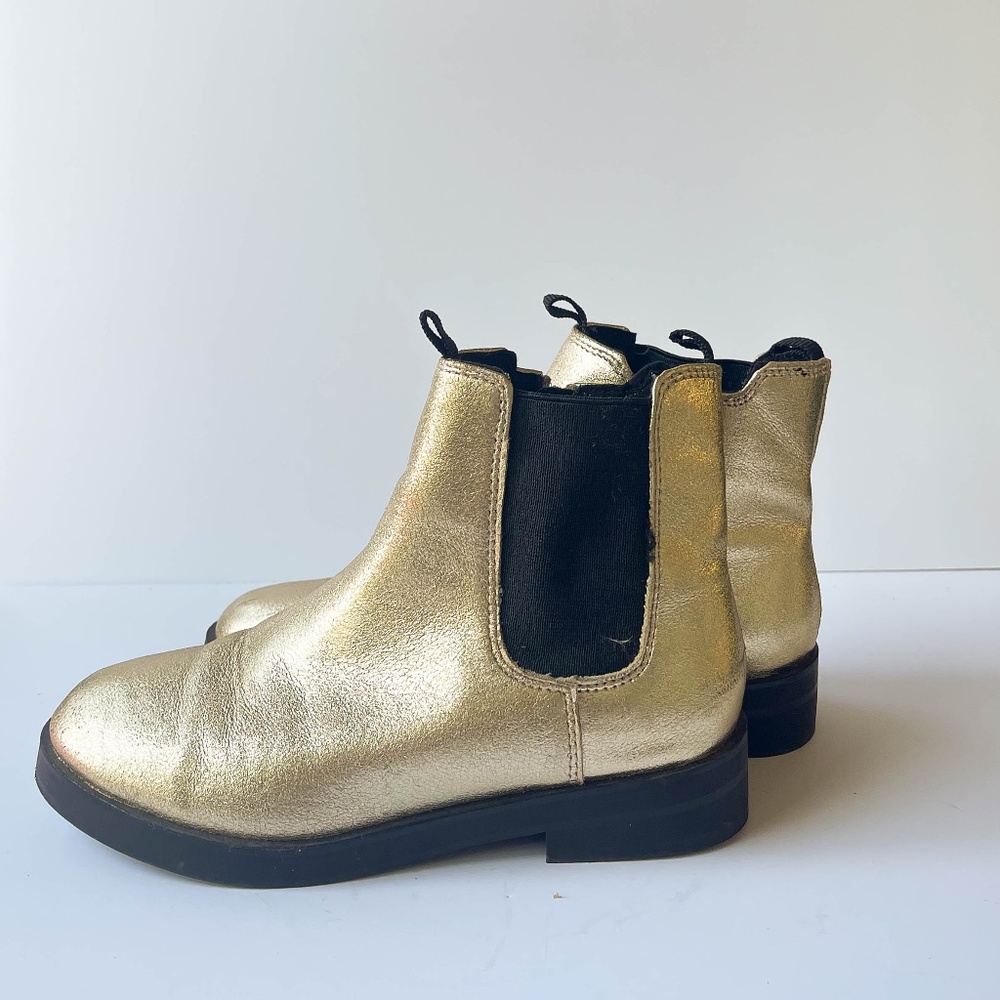 Zara girls gold leather ankle boots